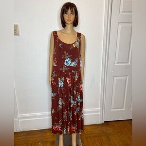 🆕 Torrid Brown Floral Cross Back Midi Dress Women’s Size 2X (US 18-20)